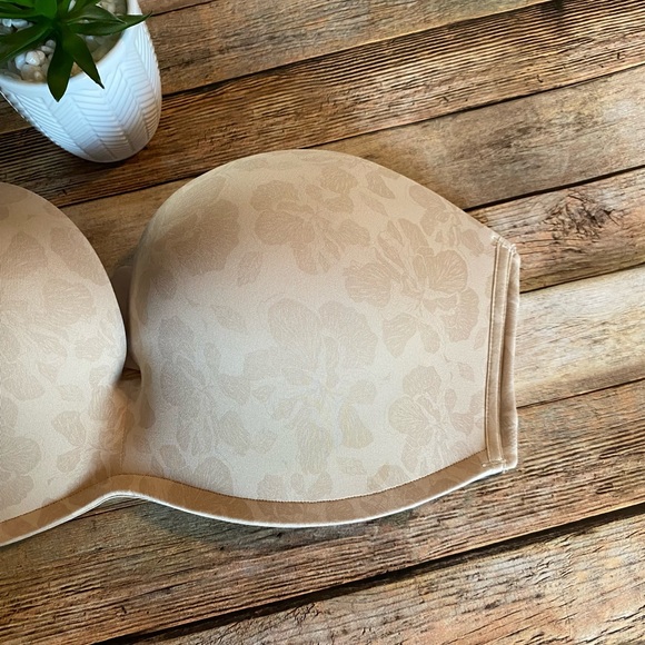 Delimira Tan Jacquard Strapless Bra Plus Size 38D EUC - Picture 3 of 11